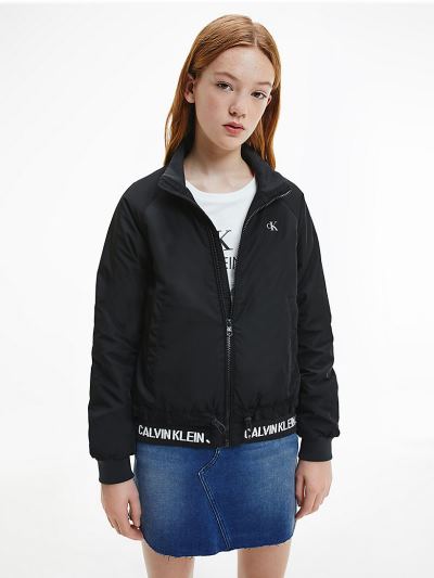 Calvin Klein Ruhák HU662986 | Calvin Klein Recycled Polyester Zip Up Lány Dzseki Fekete